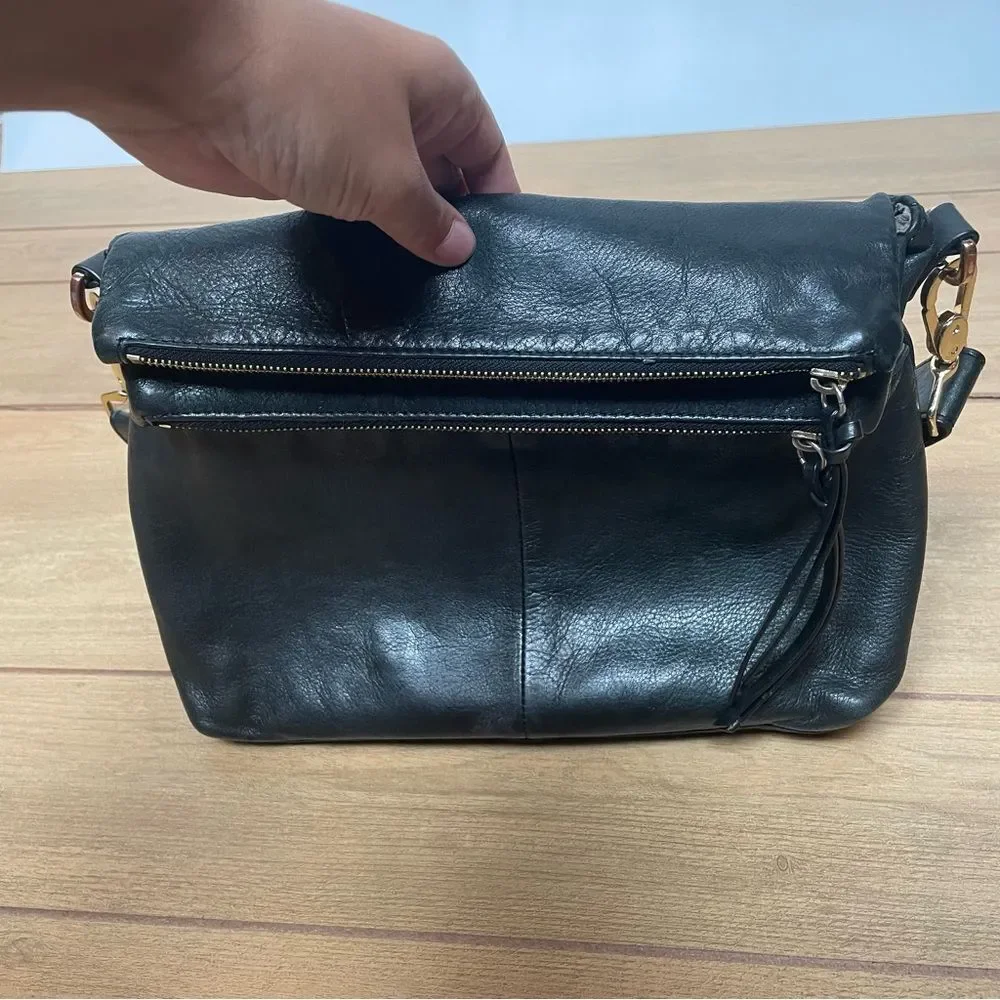 MARGOT- Black Leather Hobo with Gold Hardware